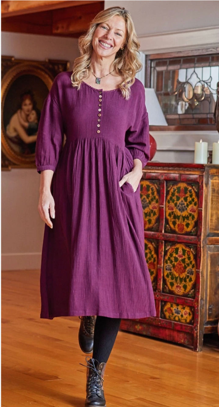 April Cornell Prairie Maxi Dress M Burgundy Floral Cottagecore Boho Romantic